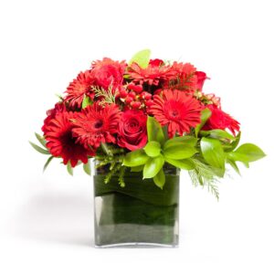 Cubo Rosas e Gerberas