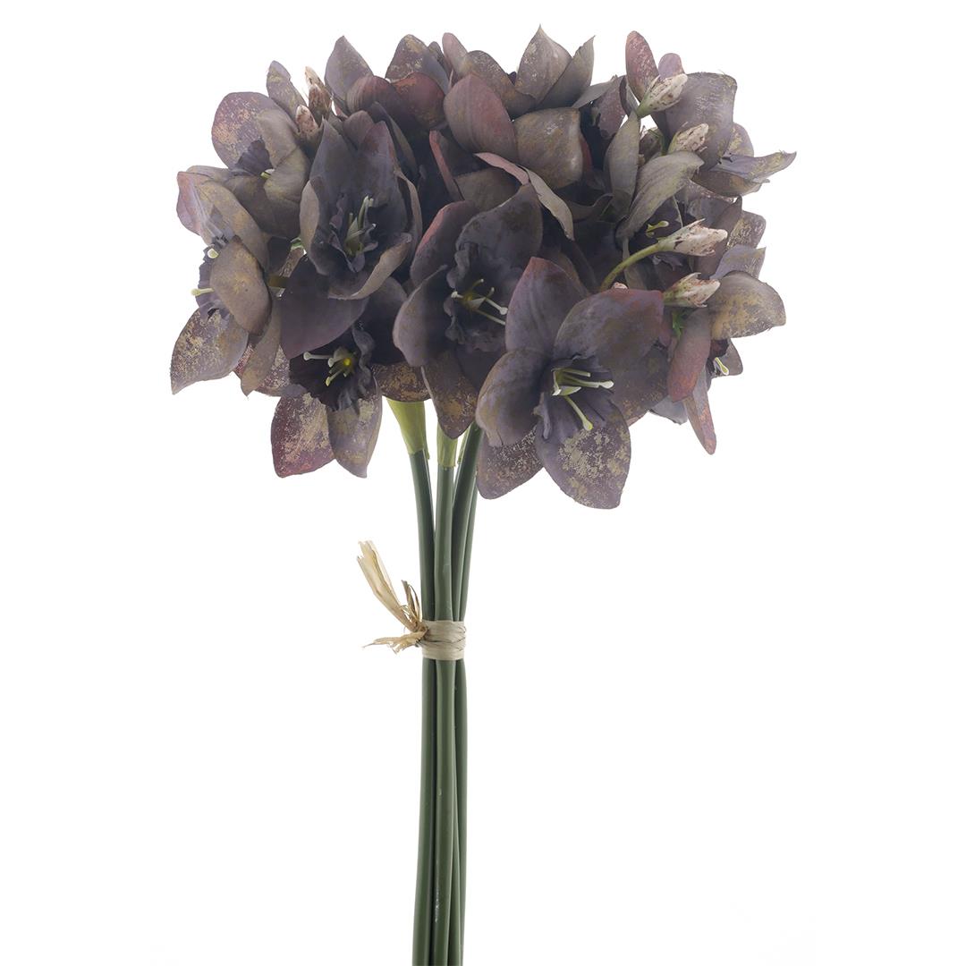 Ramo de Rosa de Natal/Helleborus roxo (33cm altura)