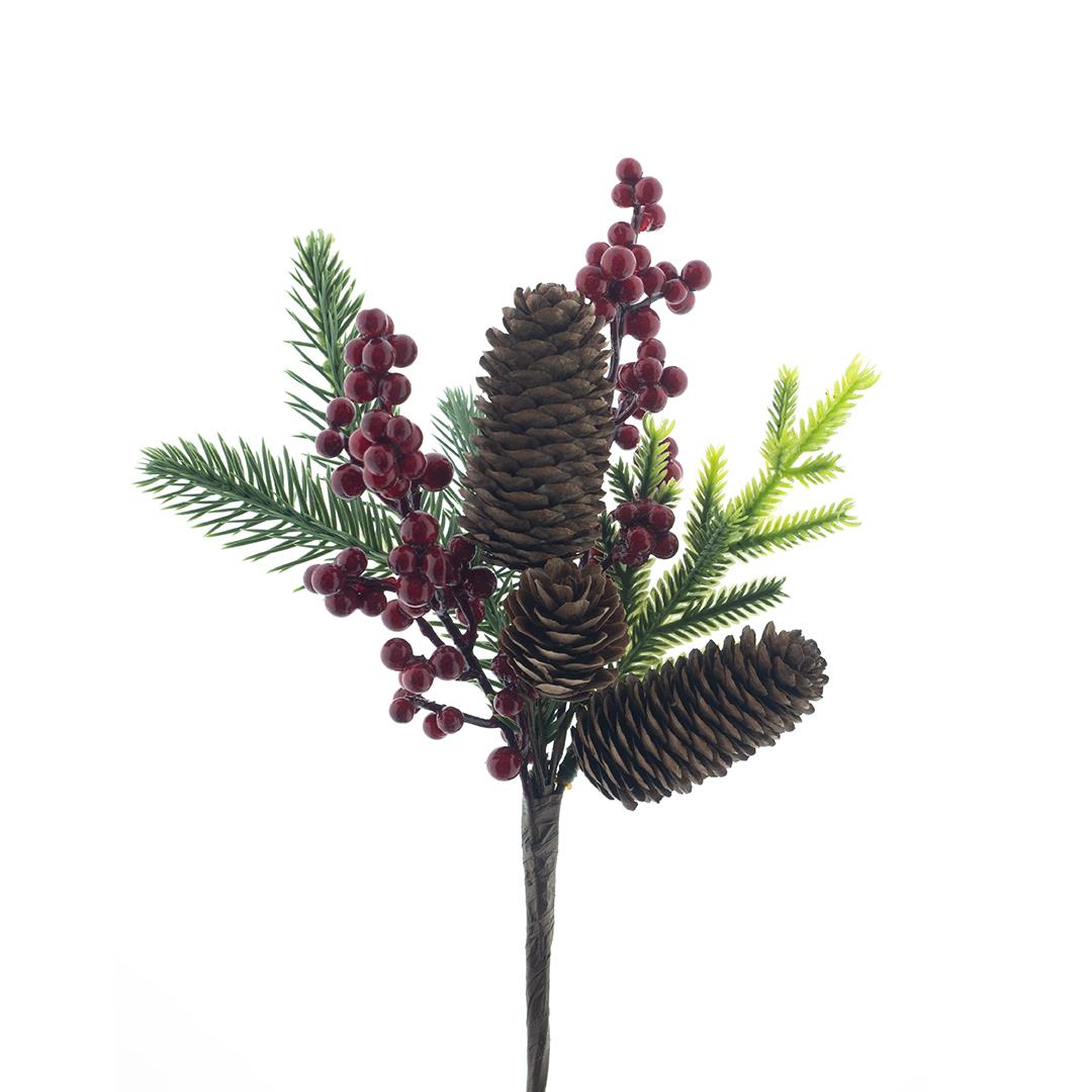 Arranjo c/ ramos de Pinheiro, Pinhas e Bagas vermelhas (26cm altura)