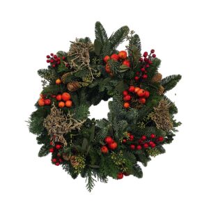 Christmas wreath with natural pine and decorative elements (30cm diameter)