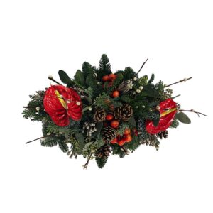Natural Christmas Arrangement with Anthuriums (30cm width)