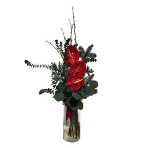 Natural Christmas Floral Arrangement with Anthuriums