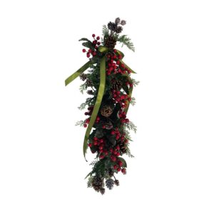 Artificial Christmas arrangement with bow (40cm length)