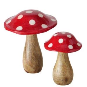 Decorative wooden mushroom (1 pc, 15cm height)