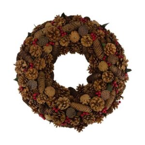 Artificial pinecone and berry wreath (55cm diameter)