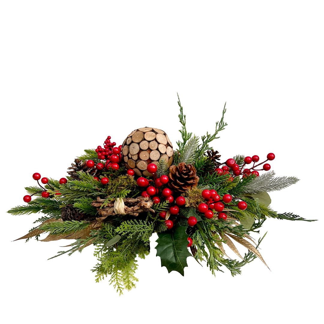 Arranjo de Natal natural (50cm largura)