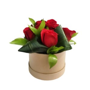 Arranjo 'Paixão' - Rosas vermelhas em caixa redonda