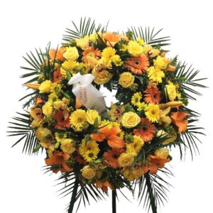 Coroa clássica 'Descanso Dourado' (70cm diâmetro)