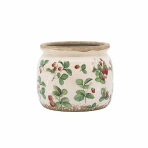 Handmade ceramic FRAISES pot (15.5cm diameter)