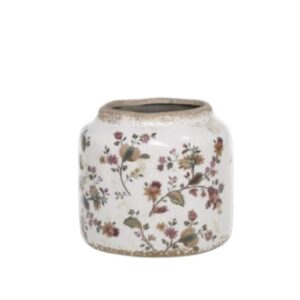 Vaso decorativo NANCY em cerâmica feito à mão (14,5cm diâmetro)