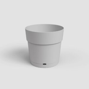 Vaso CAPRI redondo c/ prato integrado (19,5cm diâmetro) - cinza Claro