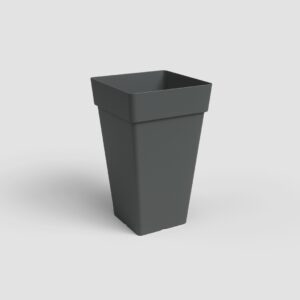Vaso CAPRI quadrado alto em plástico recicláver (40cm diâmetro) - antracite