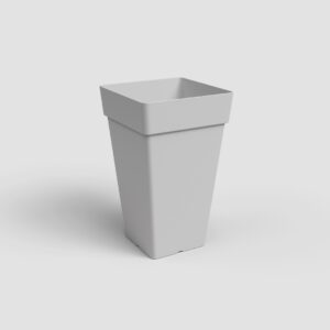 Vaso CAPRI quadrado alto em plástico recicláver (40cm diâmetro) - cinza claro