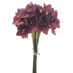 Artificial Red Christmas Rose/Helleborus Bouquet (33cm height)