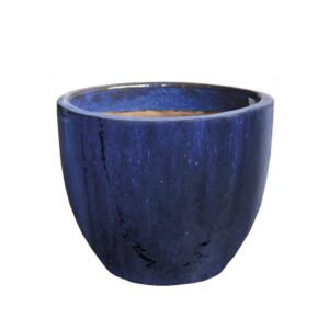 Glazed Campana pot 22*20cm - blue